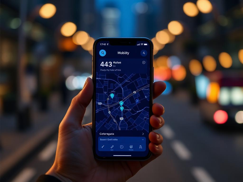 Smartphone con app di mobilità urbana