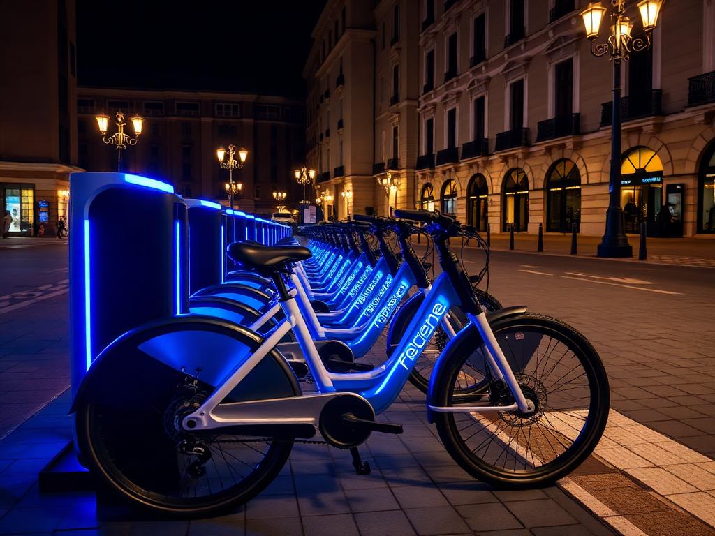 Stazione di bike sharing elettrico in piazza