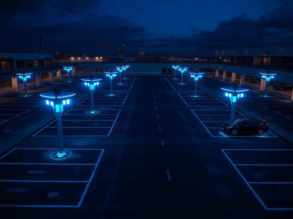 Parcheggio smart con sensori luminosi blu